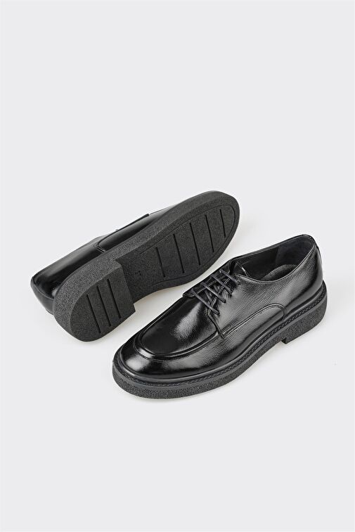 Elle Siyah Kadın Deri Oxford Ayakkabı TENIEP - Görsel 6