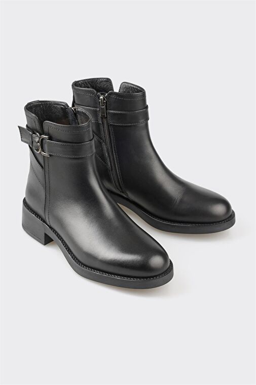 Siyah Deri Kadın Günlük Bot - Görsel 4