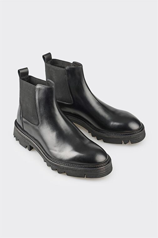 Siyah Deri Erkek Günlük Bot - Görsel 3