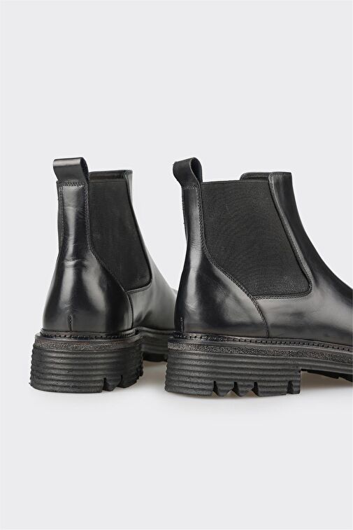 Siyah Deri Erkek Günlük Bot - Görsel 5