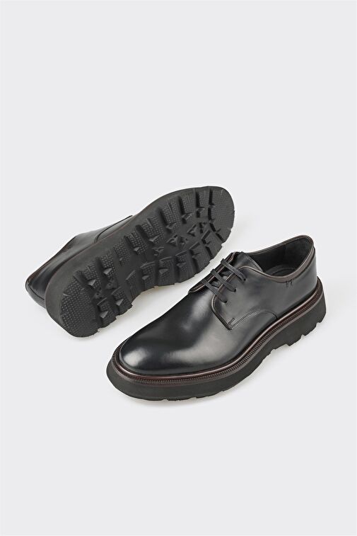 Siyah Deri Erkek Günlük Ayakkabı - Görsel 4