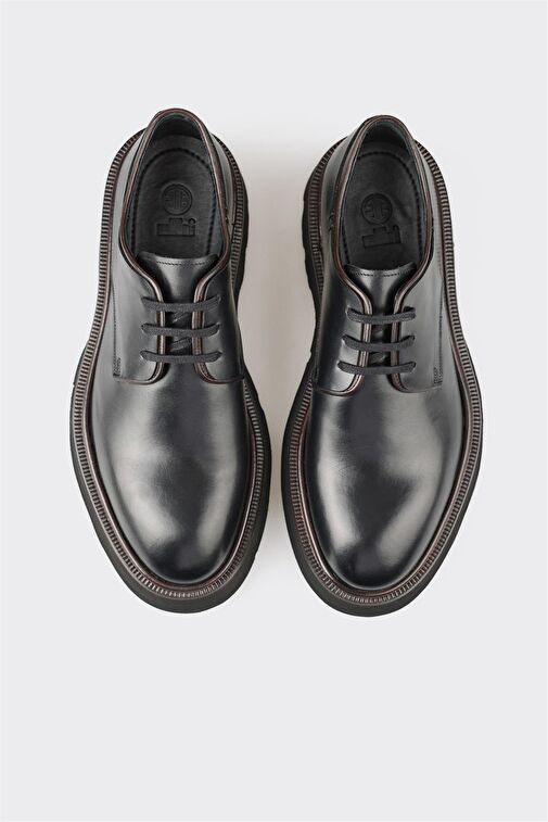 Siyah Deri Erkek Günlük Ayakkabı - Görsel 5