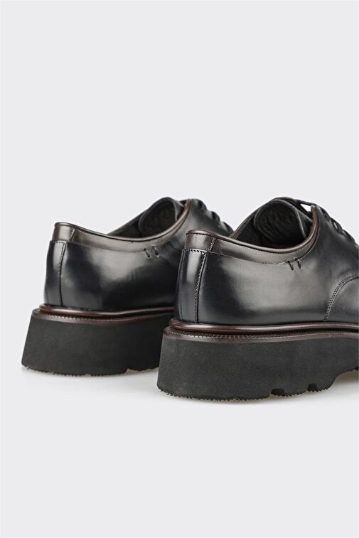 Siyah Deri Erkek Günlük Ayakkabı - Görsel 6