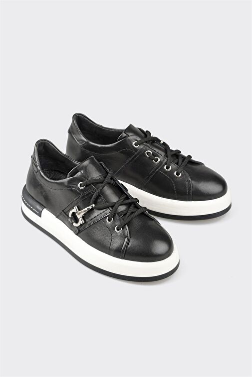 Elle Elle Siyah Deri Kadın Spor Ayakkabı Sneaker | Boyner Siyah - 3. görsel