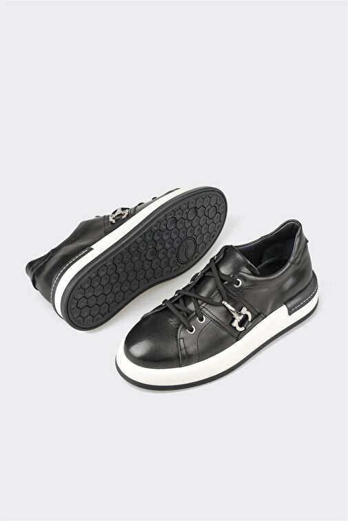 Elle Elle Siyah Deri Kadın Spor Ayakkabı Sneaker | Boyner Siyah - 4. görsel