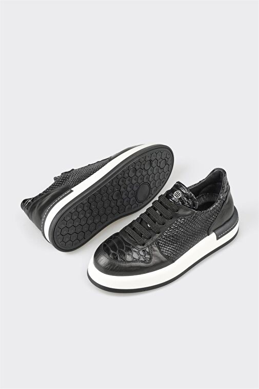 Elle Siyah Kadın Deri Sneaker BOGEV-1 - Görsel 4