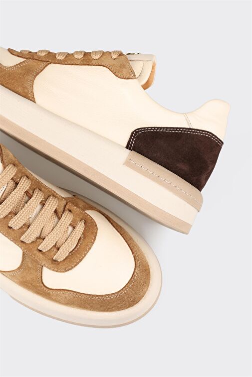 Naturel Deri Kadın Spor Ayakkabı - Görsel 6