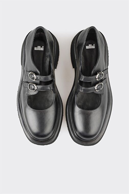 Elle Siyah Kadın Deri Günlük Ayakkabı NUXTON - Görsel 5