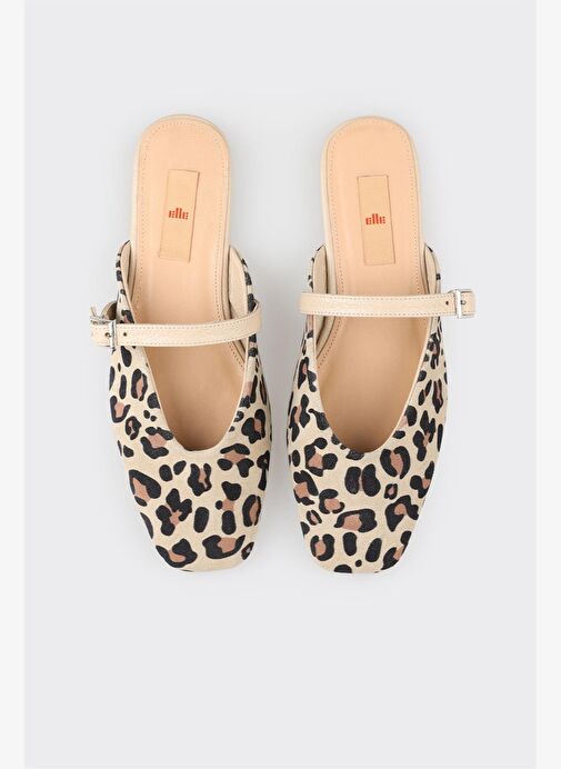 Bej Deri Kadın Spor Terlik - Görsel 9