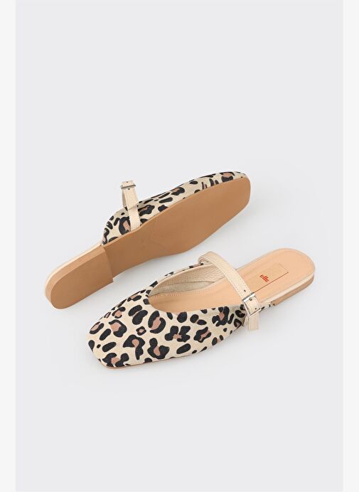 Bej Deri Kadın Spor Terlik - Görsel 6