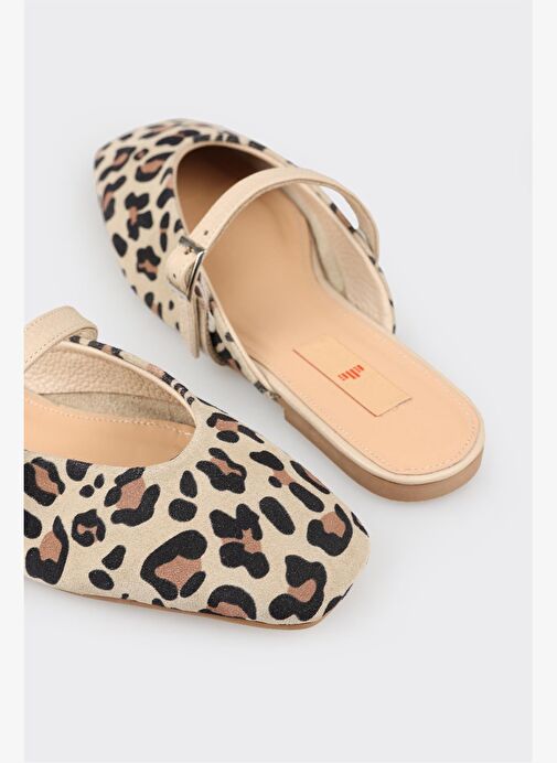 Bej Deri Kadın Spor Terlik - Görsel 11