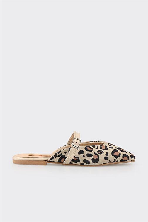 Bej Deri Kadın Spor Terlik - Görsel 3