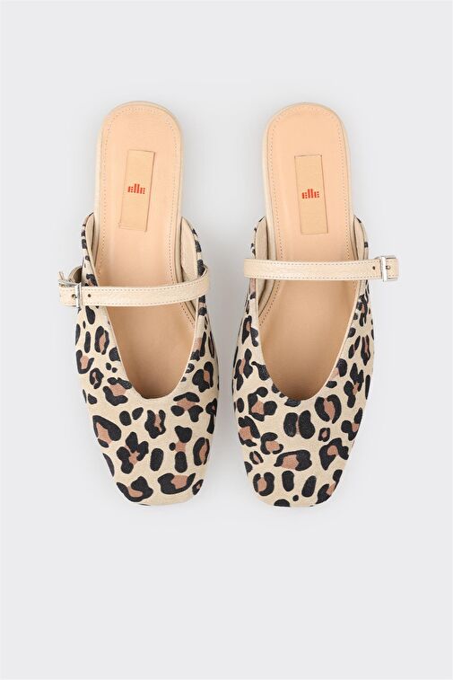 Bej Deri Kadın Spor Terlik - Görsel 8