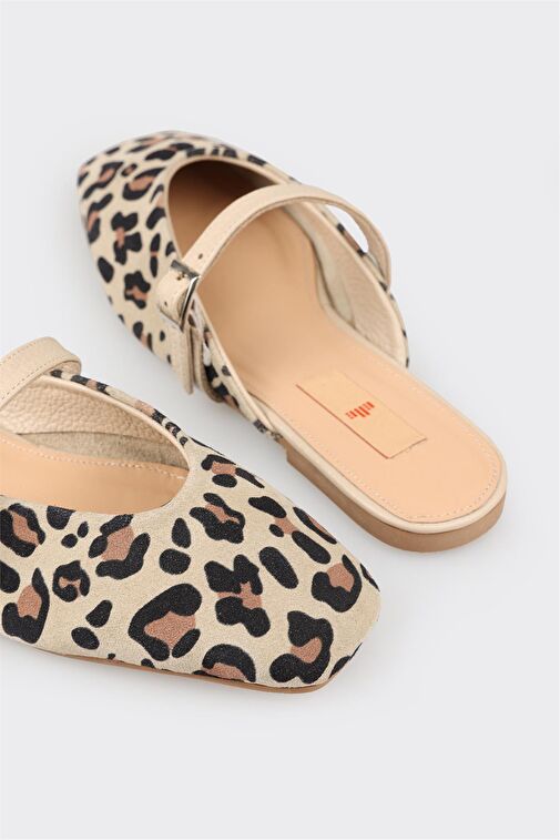 Bej Deri Kadın Spor Terlik - Görsel 10