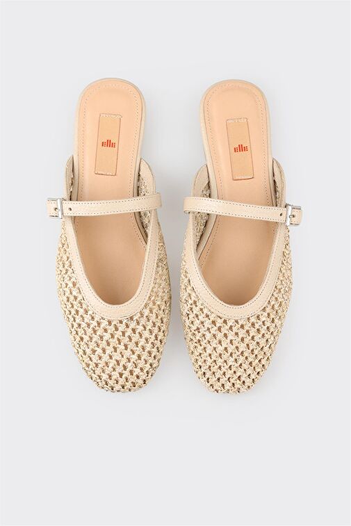 Bej Deri Kadın Spor Terlik - Görsel 5