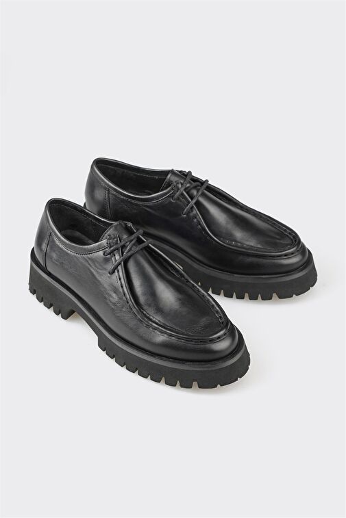 Elle Siyah Kadın Deri Günlük Ayakkabı CAVALCA - Görsel 3