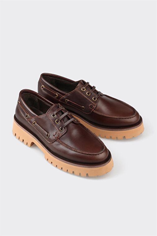 Kahve Deri Kadın Günlük Ayakkabı - Görsel 3