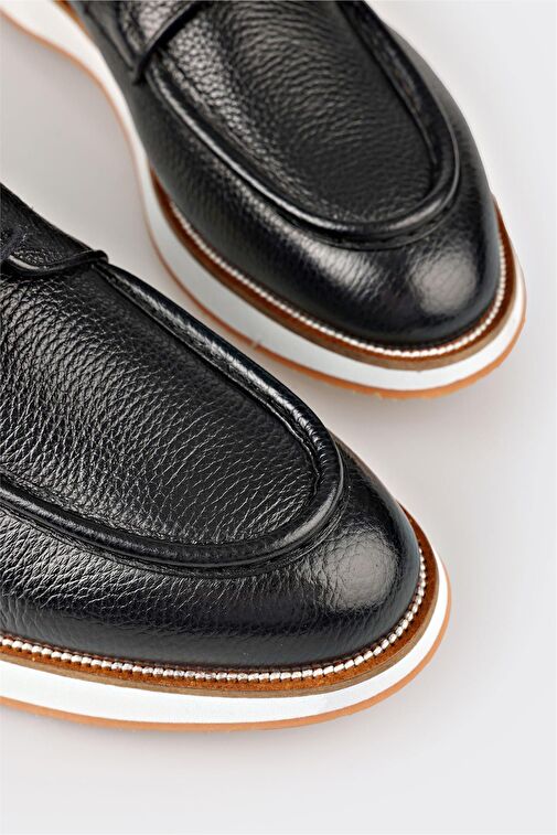 Siyah Deri Erkek Günlük Ayakkabı - Görsel 6