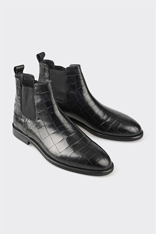 Siyah Deri Erkek Klasik Bot - Görsel 3