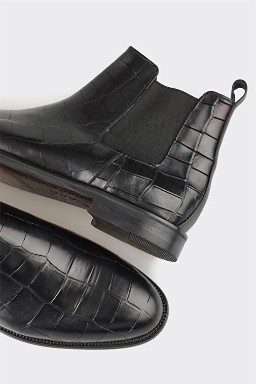 Siyah Deri Erkek Klasik Bot - Görsel 5