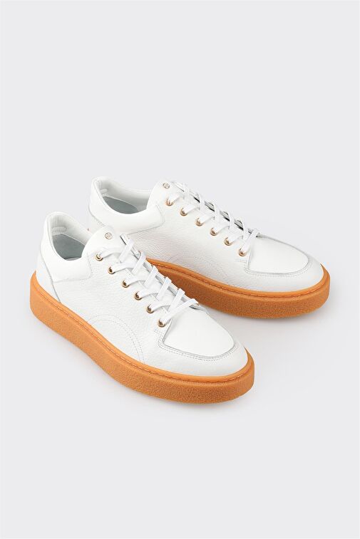 Beyaz Deri Erkek Spor Ayakkabı - Görsel 3