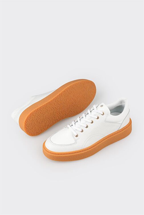 Beyaz Deri Erkek Spor Ayakkabı - Görsel 4