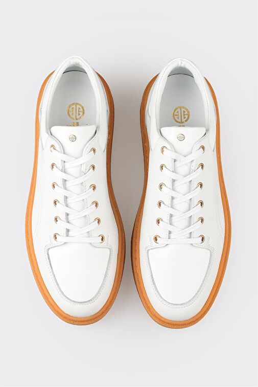 Beyaz Deri Erkek Spor Ayakkabı - Görsel 5