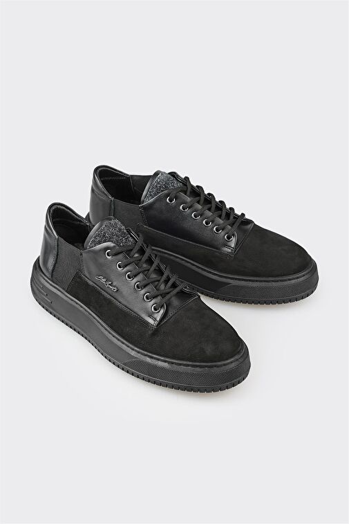 Siyah Deri Erkek Spor Ayakkabı - Görsel 2