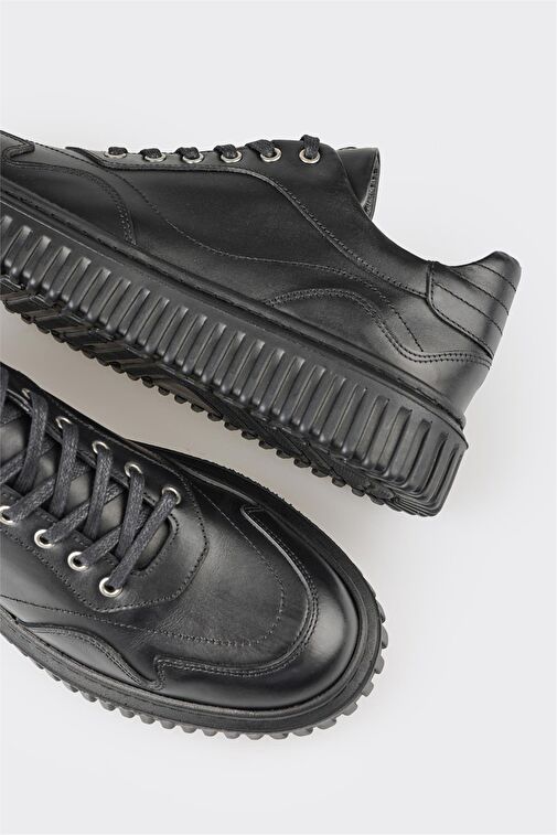 Elle Elle Siyah Deri Erkek Spor Ayakkabı Sneaker | Boyner Siyah - 6. görsel