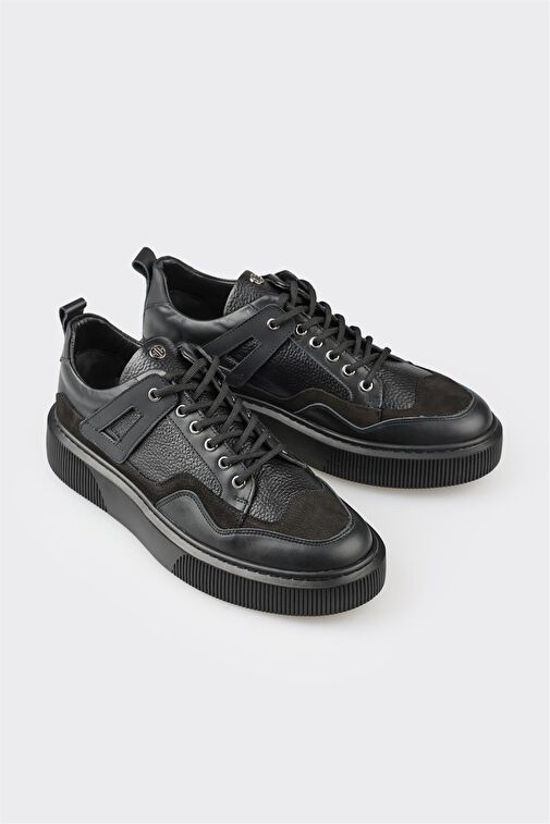 Elle Siyah Erkek Deri Sneaker FAPAR - Görsel 3