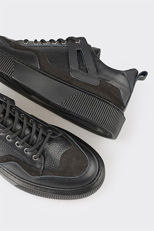 Elle Siyah Erkek Deri Sneaker FAPAR - Görsel 6