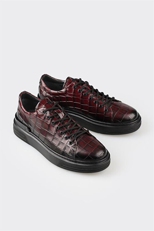 Elle Elle Bordo Deri Erkek Spor Ayakkabı Sneaker | Boyner Bordo - 3. görsel