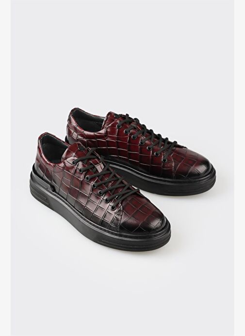 Elle Elle Bordo Deri Erkek Spor Ayakkabı Sneaker | Boyner Bordo - 4. görsel