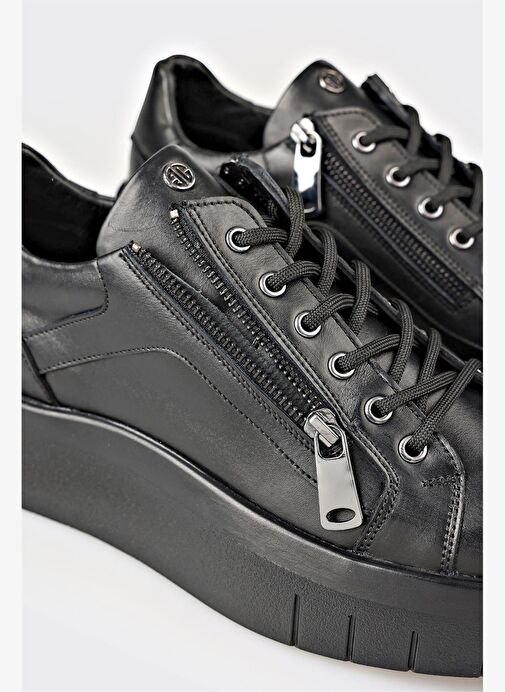 Elle Siyah Erkek Deri Sneaker RICESO - Görsel 9