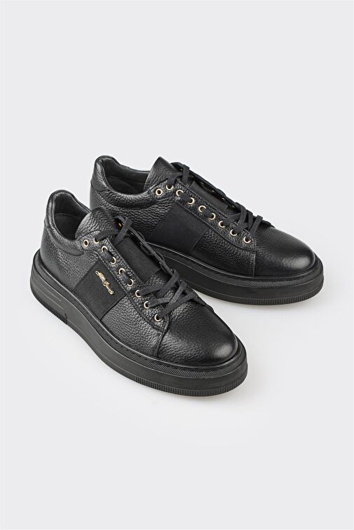 Siyah Deri Erkek Spor Ayakkabı - Görsel 5