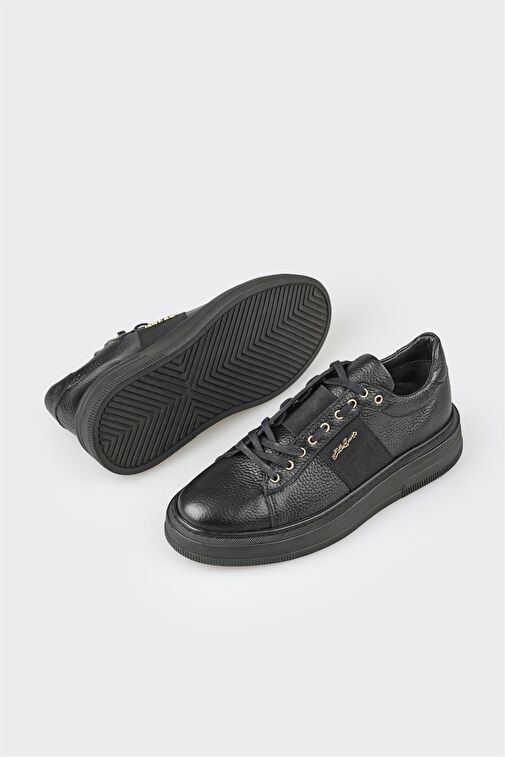 Siyah Deri Erkek Spor Ayakkabı - Görsel 6