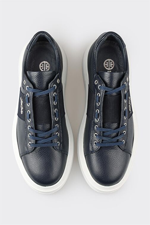 Elle Lacivert Erkek Deri Sneaker VAGOX - Görsel 5