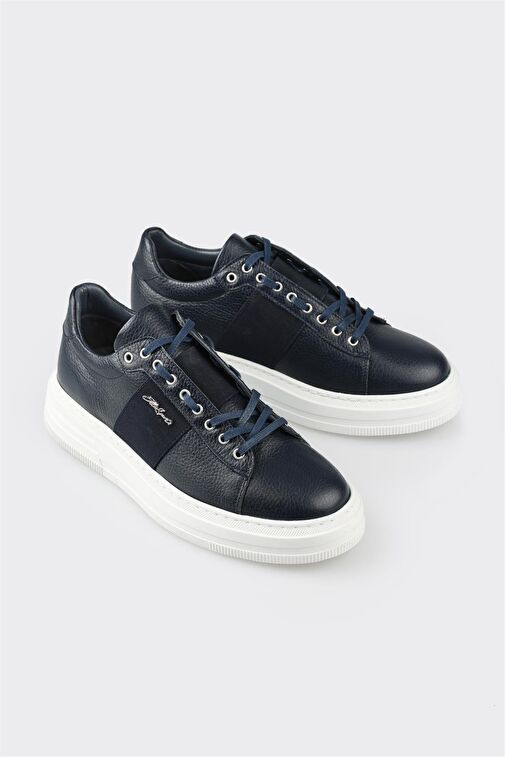 Elle Lacivert Erkek Deri Sneaker VAGOX - Görsel 6