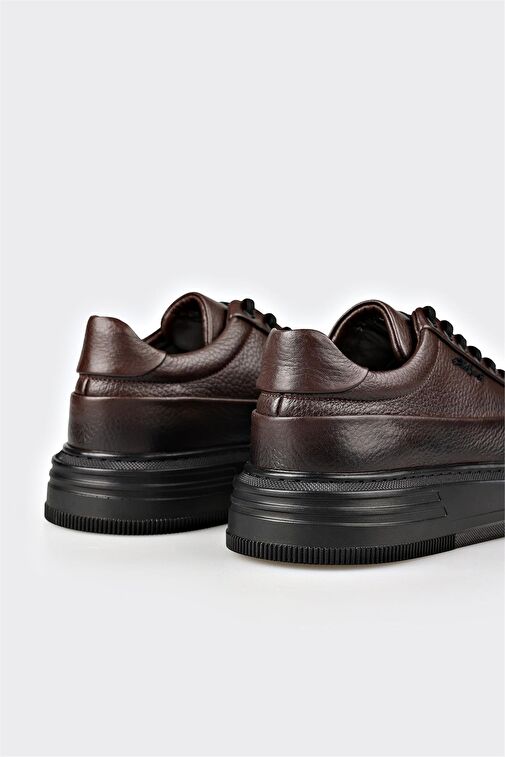 Elle Kahverengi-Siyah Erkek Deri Sneaker YUQAL - Görsel 4