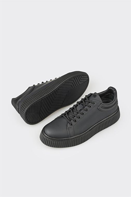 Elle Gri-Siyah Erkek Deri Sneaker ZEAPA - Görsel 3