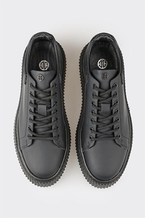 Elle Gri-Siyah Erkek Deri Sneaker ZEAPA - Görsel 6