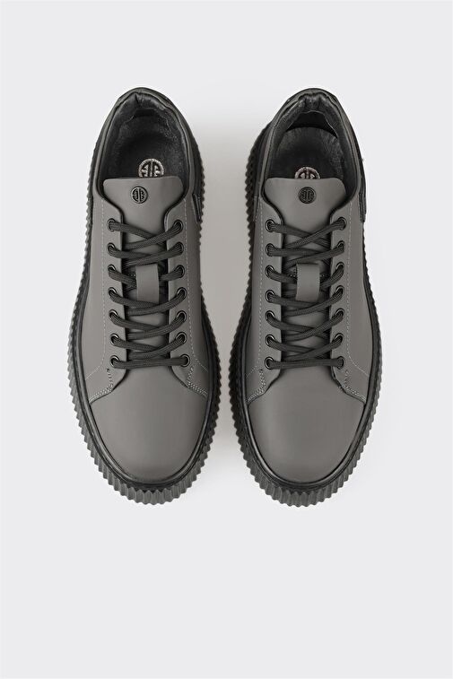 Gri Deri Erkek Spor Ayakkabı - Görsel 4