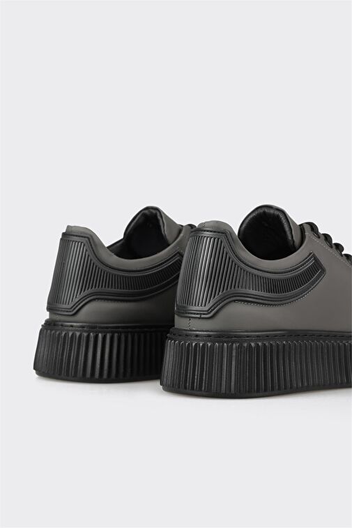 Gri Deri Erkek Spor Ayakkabı - Görsel 6