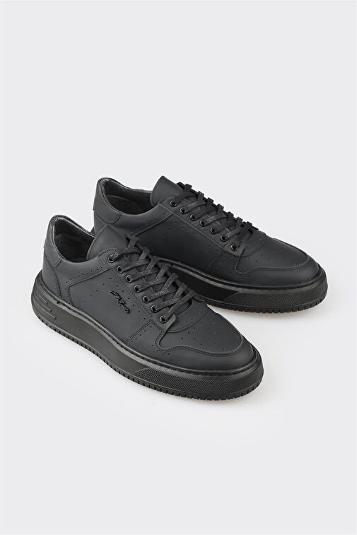 Elle Siyah Erkek Deri Sneaker AONAG - Görsel 3