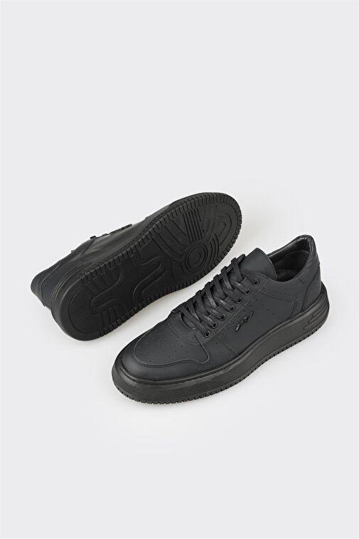 Elle Siyah Erkek Deri Sneaker AONAG - Görsel 4
