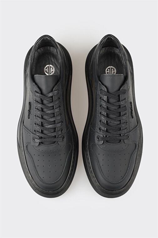 Elle Siyah Erkek Deri Sneaker AONAG - Görsel 5