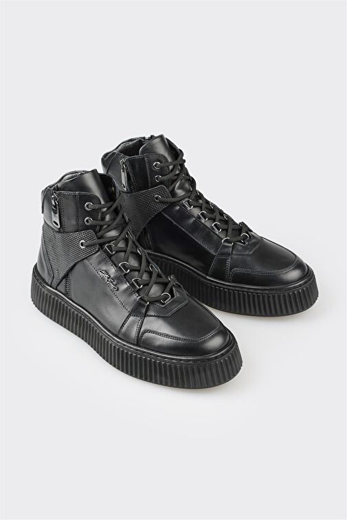 Siyah Deri Erkek Spor Bot - Görsel 3