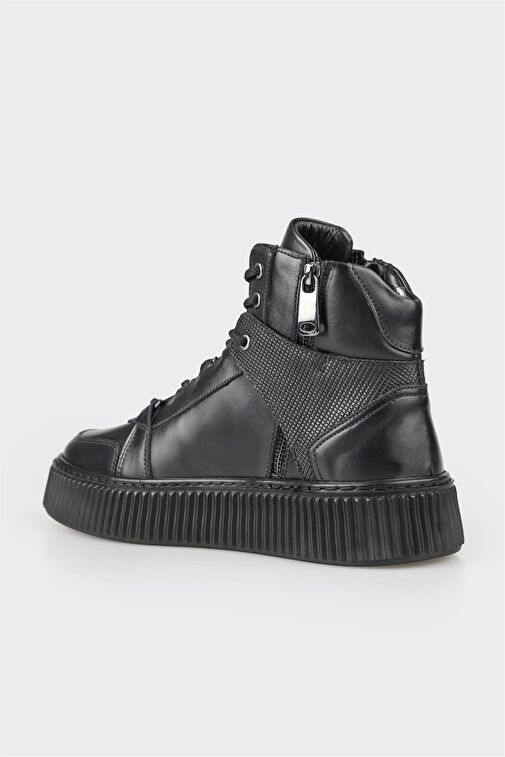 Siyah Deri Erkek Spor Bot - Görsel 4