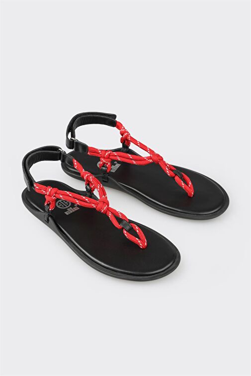 Elle Siyah Kadın Deri Sandalet KAIMSA - Görsel 5