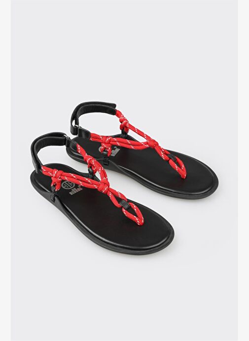 Elle Siyah Kadın Deri Sandalet KAIMSA - Görsel 4